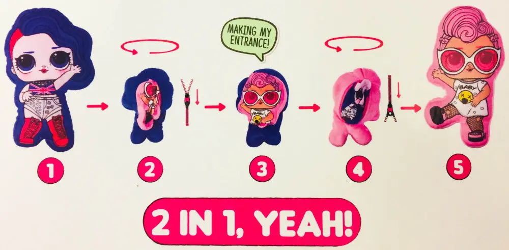 LOL Surprise 2 az 1-ben kifordítható párna, díszpárna 17*30 cm termékfotó