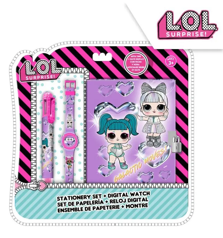 LOL Surprise napló + 6 színű toll + digitális karóra termékfotó