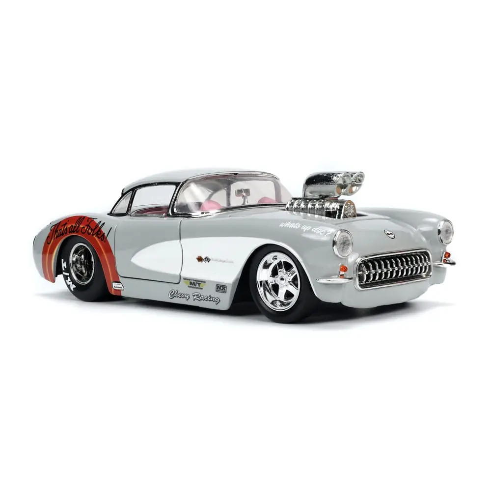 Looney Tunes Hollywood Rides Diecast Model 1/24 1957 Chevrolet Corvette és Bugs Bunny figura termékfotó