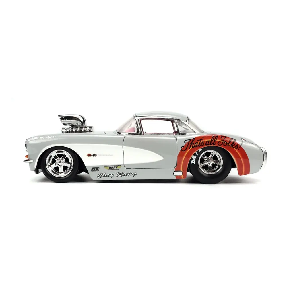 Looney Tunes Hollywood Rides Diecast Model 1/24 1957 Chevrolet Corvette és Bugs Bunny figura termékfotó