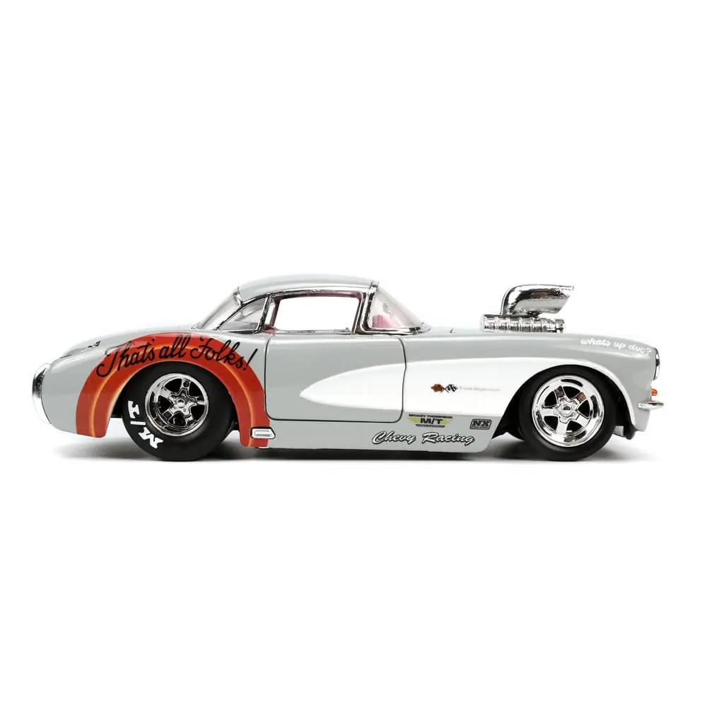 Looney Tunes Hollywood Rides Diecast Model 1/24 1957 Chevrolet Corvette és Bugs Bunny figura termékfotó