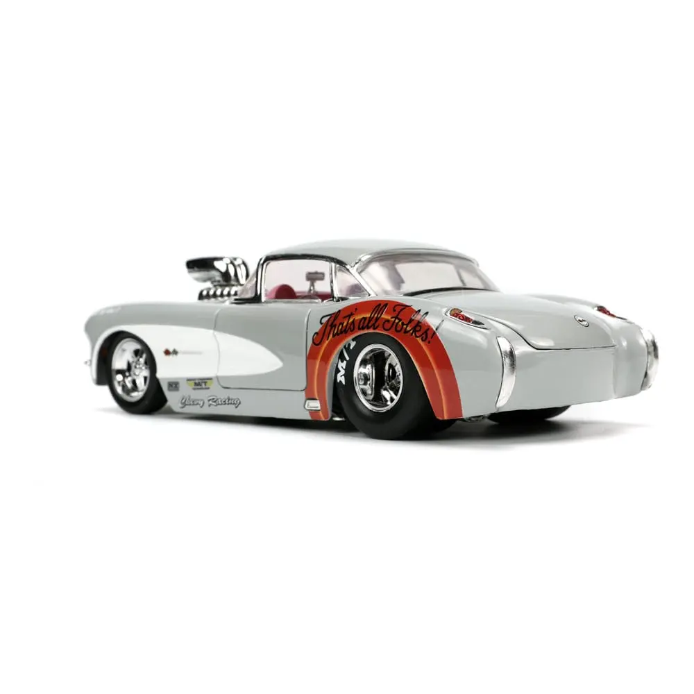 Looney Tunes Hollywood Rides Diecast Model 1/24 1957 Chevrolet Corvette és Bugs Bunny figura termékfotó