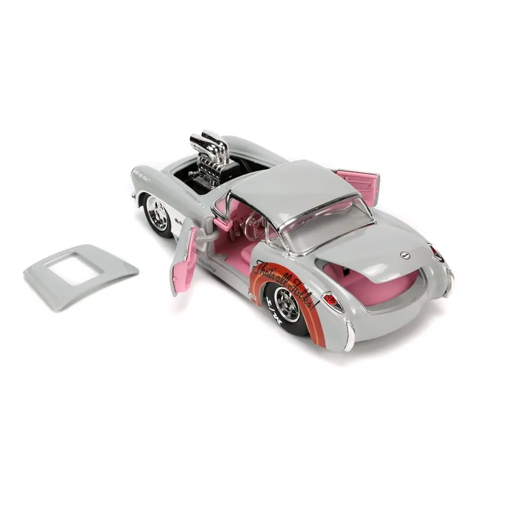 Looney Tunes Hollywood Rides Diecast Model 1/24 1957 Chevrolet Corvette és Bugs Bunny figura termékfotó