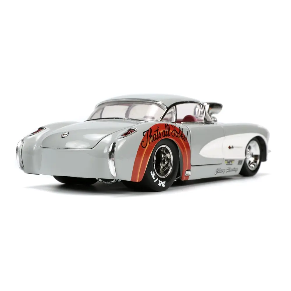 Looney Tunes Hollywood Rides Diecast Model 1/24 1957 Chevrolet Corvette és Bugs Bunny figura termékfotó