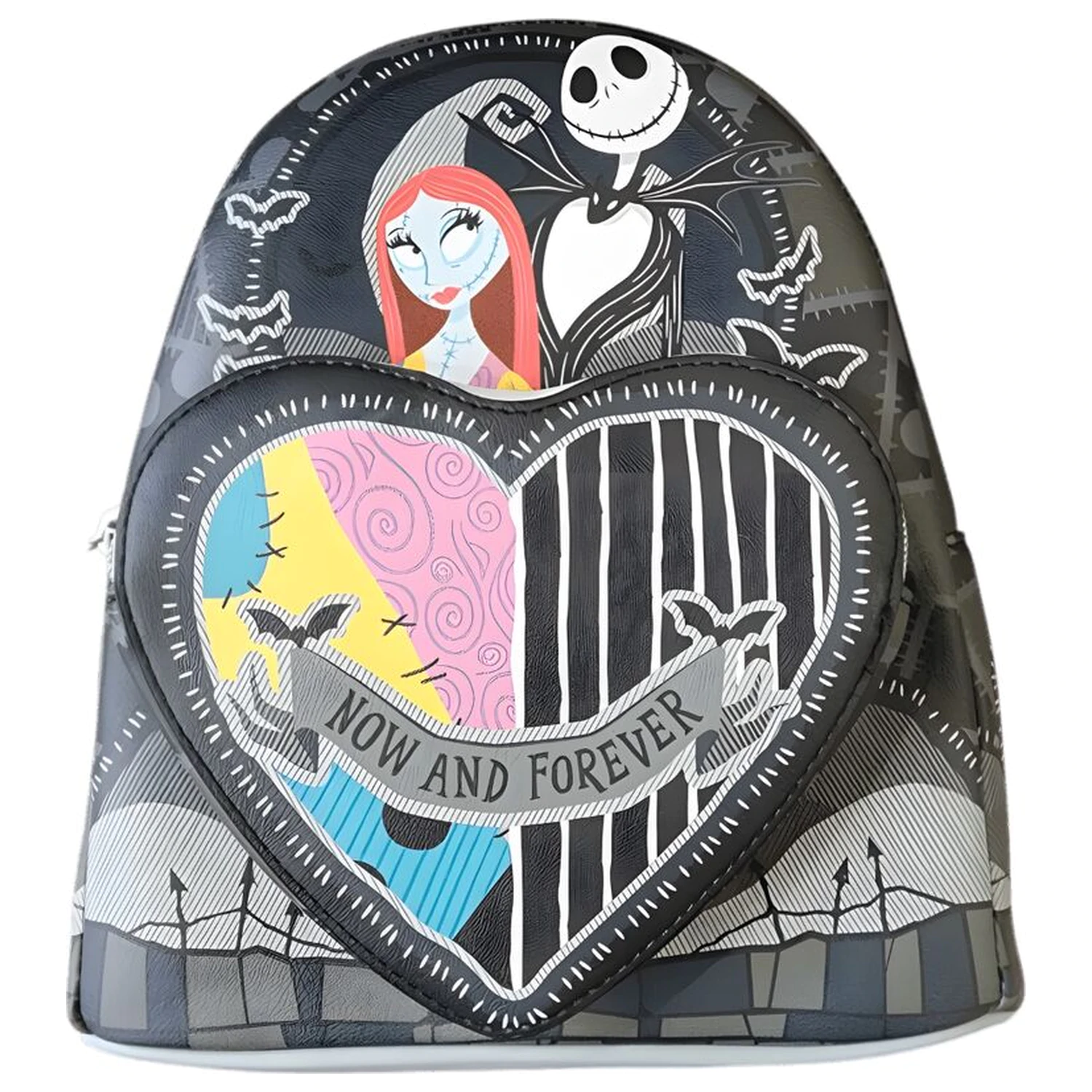Loungefly The Nightmare Before Christmas Jack & Sally Split Heart táska hátizsák 26cm termékfotó