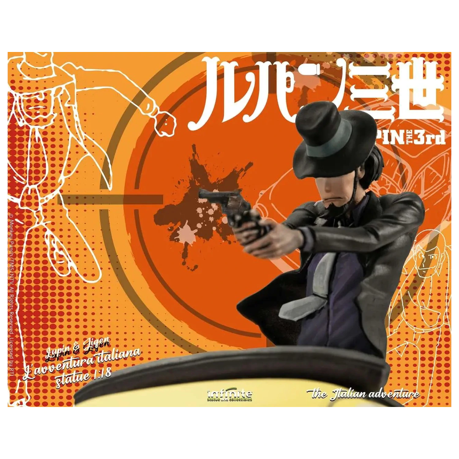 Lupin the 3rd The Italian Adventure Lupin Jigen szobor figura 1/18 14 cm termékfotó