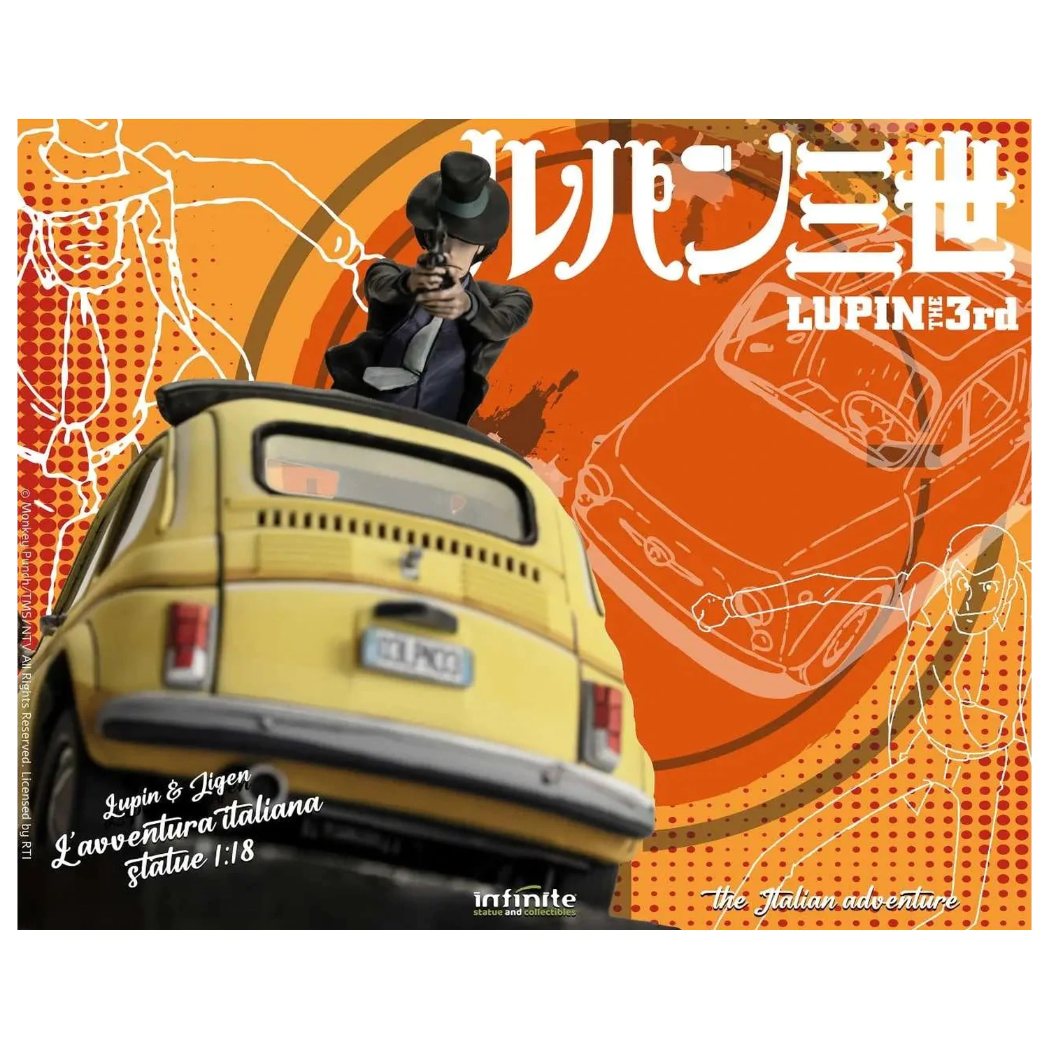 Lupin the 3rd The Italian Adventure Lupin Jigen szobor figura 1/18 14 cm termékfotó