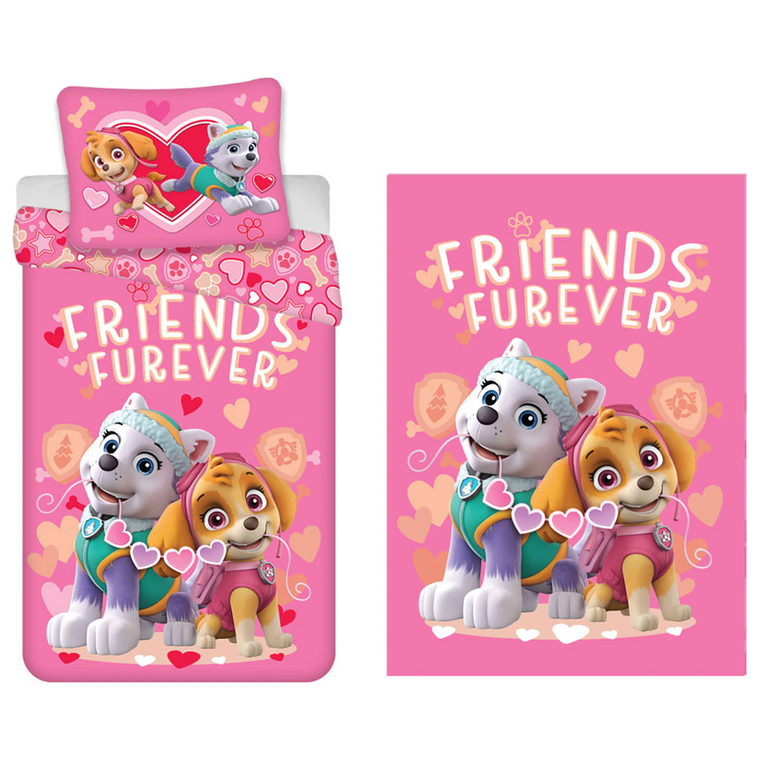 Mancs Őrjárat Friends Furever gyerek, ovis ágyneműhuzat és polár takaró szett termékfotó