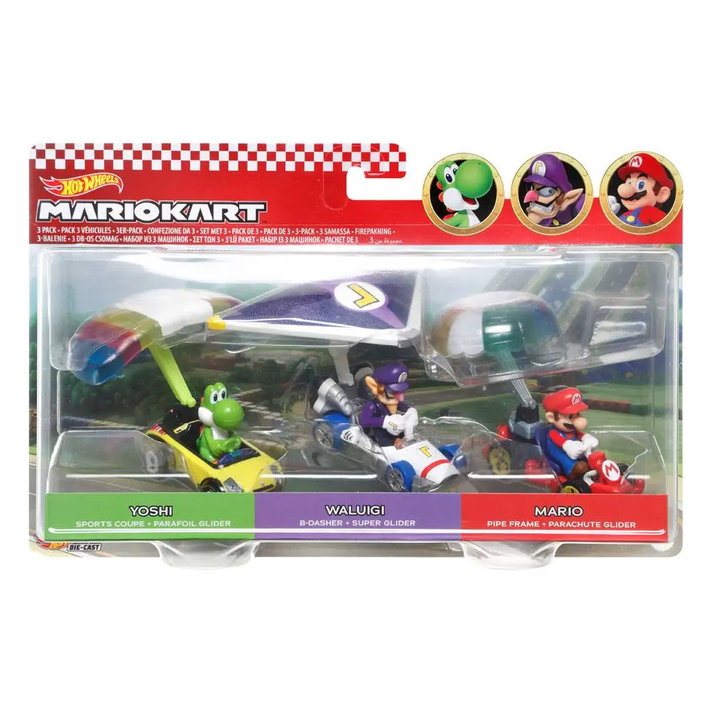 Mario Kart Hot keréks Diecast 1/64 Yoshi, Waluigi, Mario jármű csomag termékfotó
