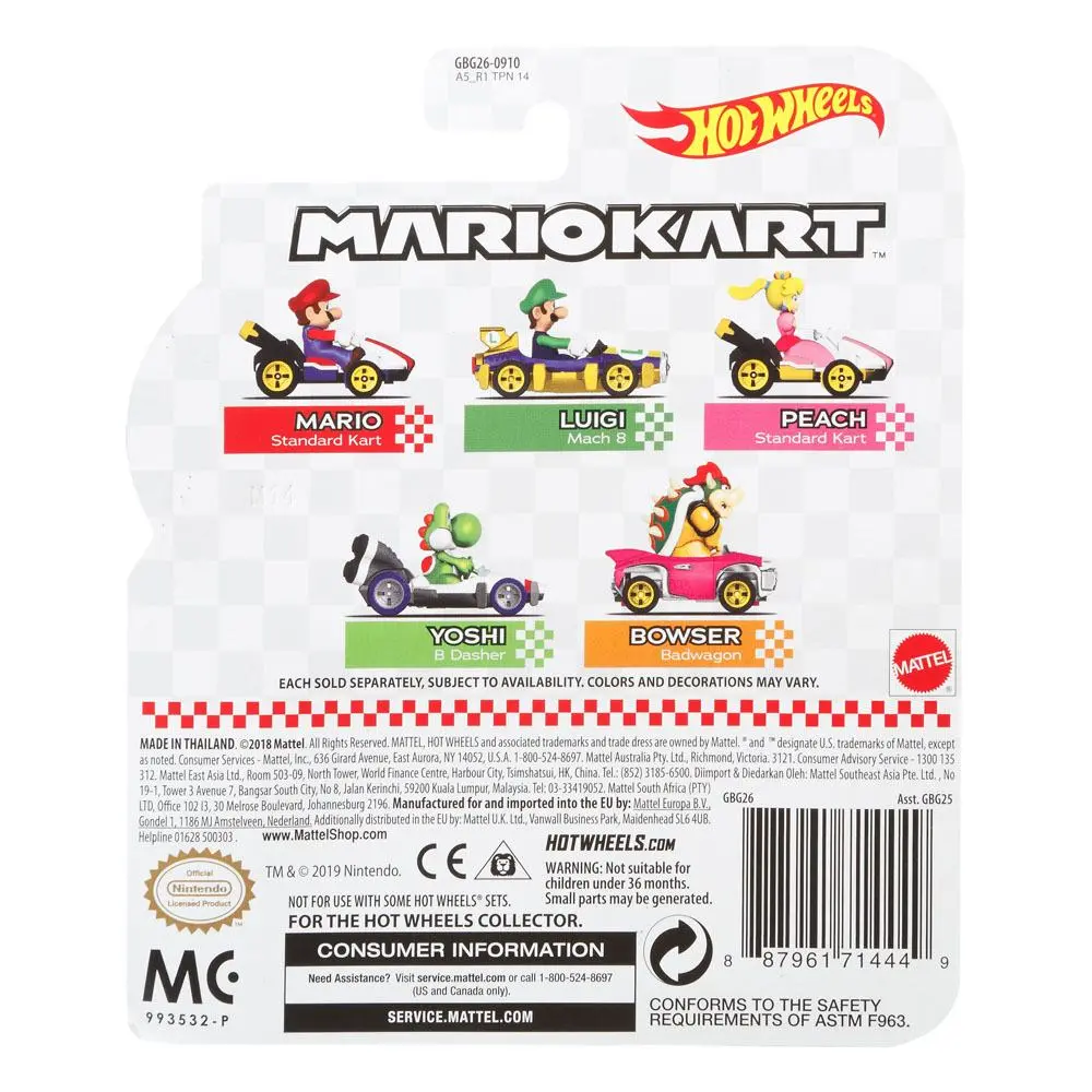 Mario Kart Hot Wheels Diecast jármű 1/64 Mario (Standard Kart) 8 cm termékfotó