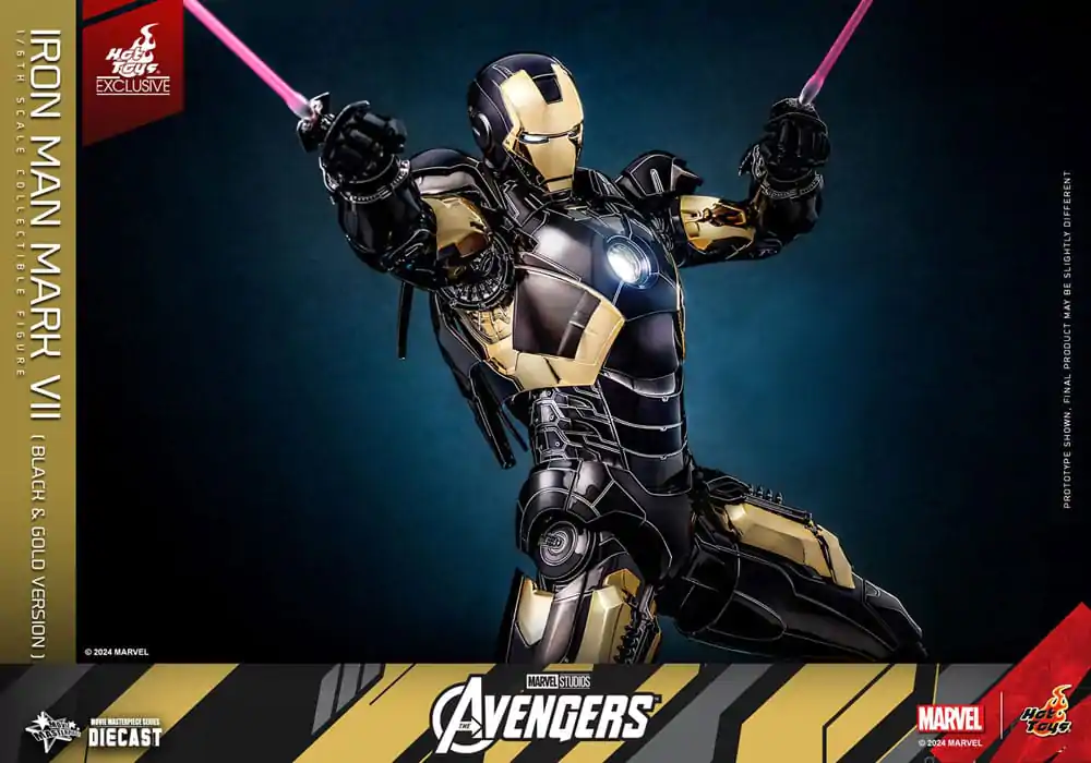 Marvel&#039;s The Avengers Diecast Movie Masterpiece 1/6 Iron Man Mark VII (Black &amp; Gold Version) akciófigura 32 cm termékfotó