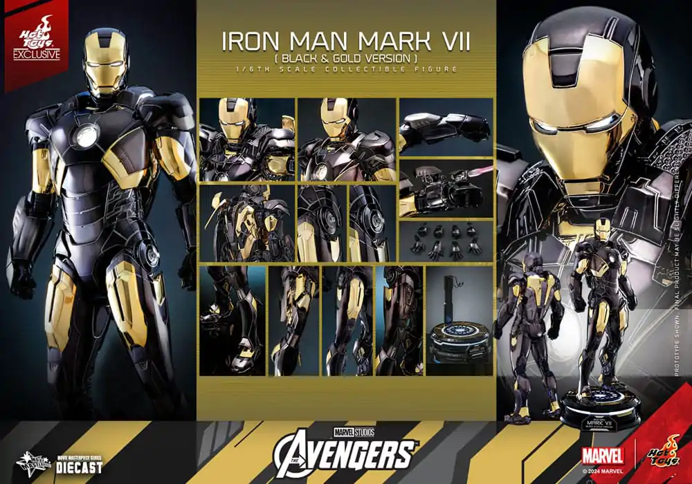Marvel&#039;s The Avengers Diecast Movie Masterpiece 1/6 Iron Man Mark VII (Black &amp; Gold Version) akciófigura 32 cm termékfotó