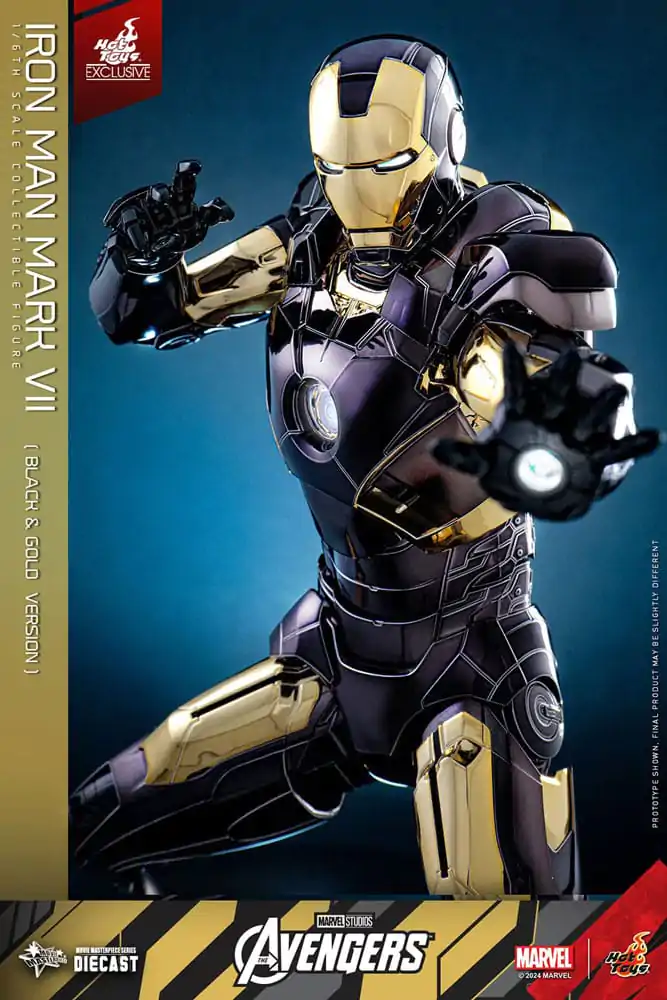 Marvel&#039;s The Avengers Diecast Movie Masterpiece 1/6 Iron Man Mark VII (Black &amp; Gold Version) akciófigura 32 cm termékfotó