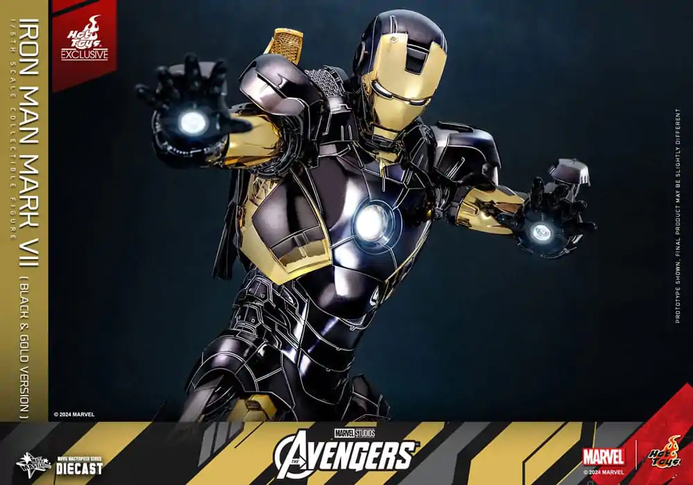 Marvel&#039;s The Avengers Diecast Movie Masterpiece 1/6 Iron Man Mark VII (Black &amp; Gold Version) akciófigura 32 cm termékfotó