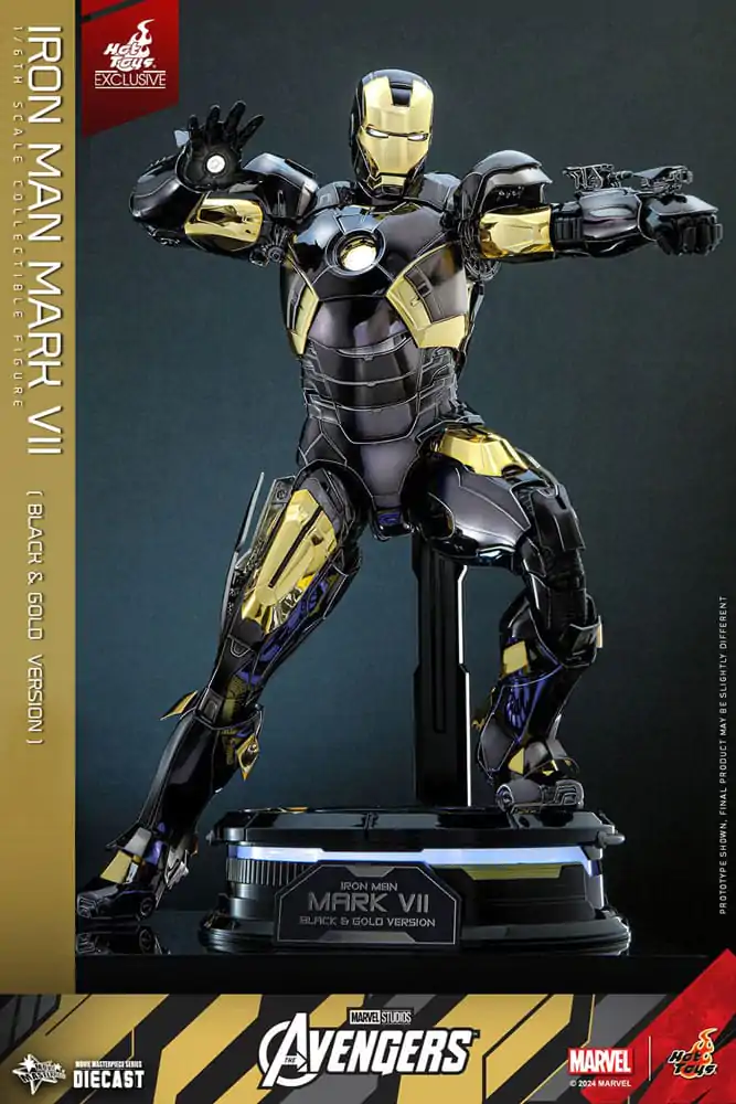 Marvel&#039;s The Avengers Diecast Movie Masterpiece 1/6 Iron Man Mark VII (Black &amp; Gold Version) akciófigura 32 cm termékfotó