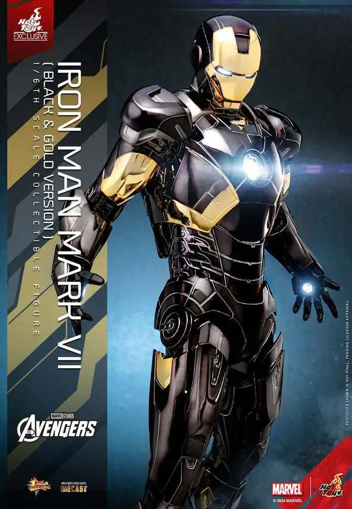 Marvel&#039;s The Avengers Diecast Movie Masterpiece 1/6 Iron Man Mark VII (Black &amp; Gold Version) akciófigura 32 cm termékfotó
