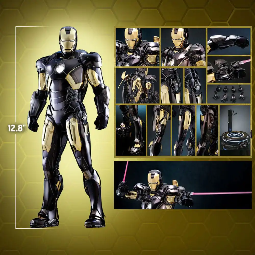 Marvel&#039;s The Avengers Diecast Movie Masterpiece 1/6 Iron Man Mark VII (Black &amp; Gold Version) akciófigura 32 cm termékfotó