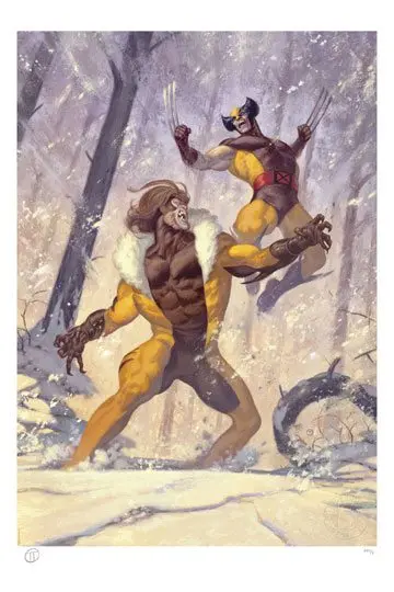 Marvel Art Print Wolverine vs Sabretooth 46 x 61 cm - keretezetlen vászonkép termékfotó