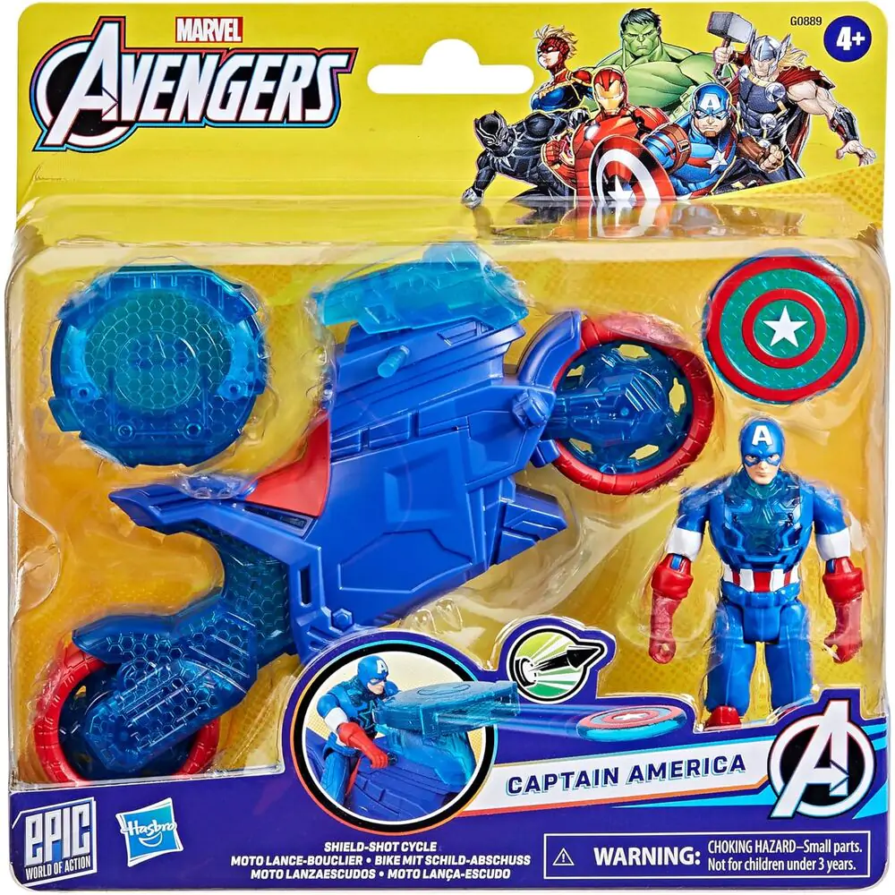 Marvel Avengers Motorbike pajzs kilövő és Amerika Kapitány figura termékfotó