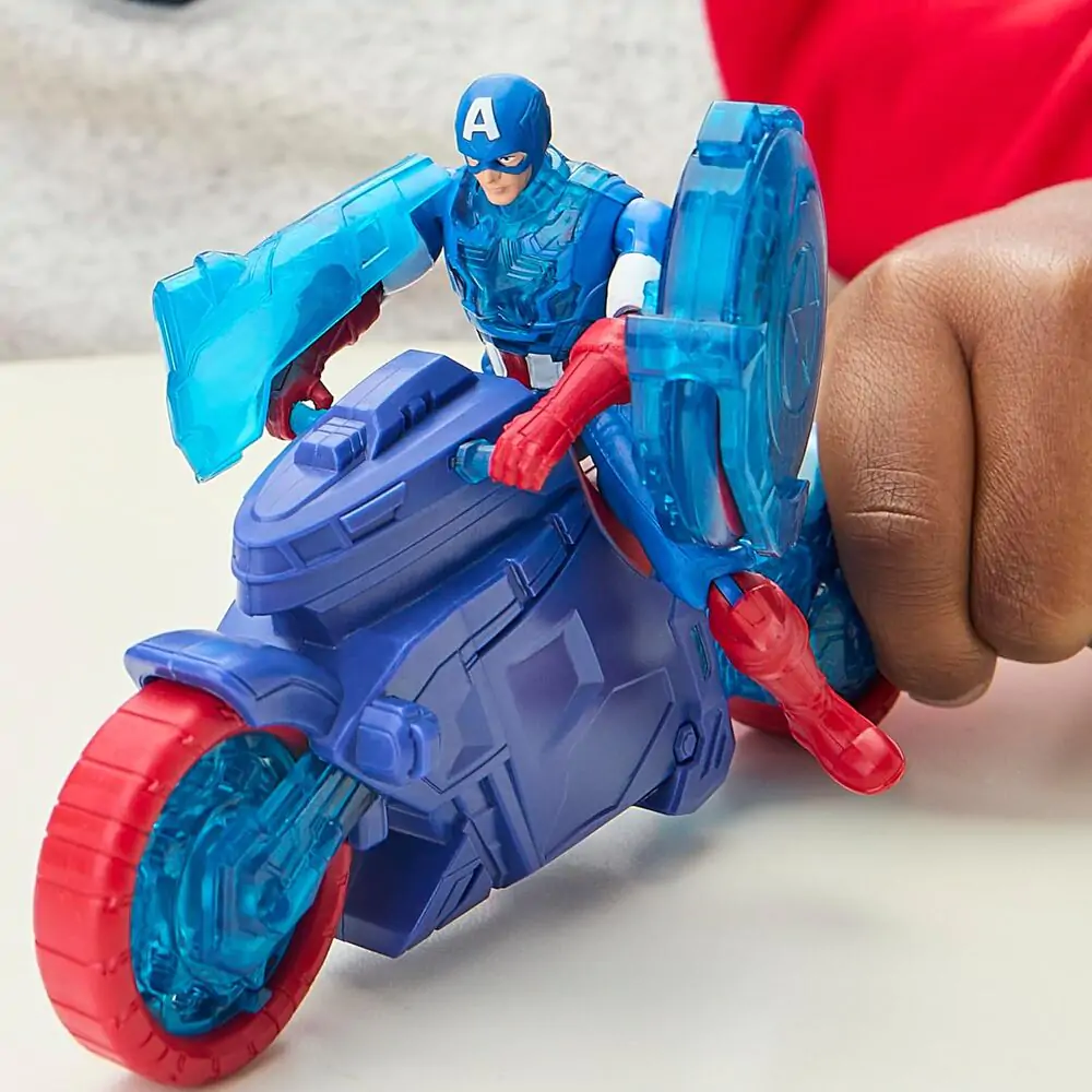 Marvel Avengers Motorbike pajzs kilövő és Amerika Kapitány figura termékfotó