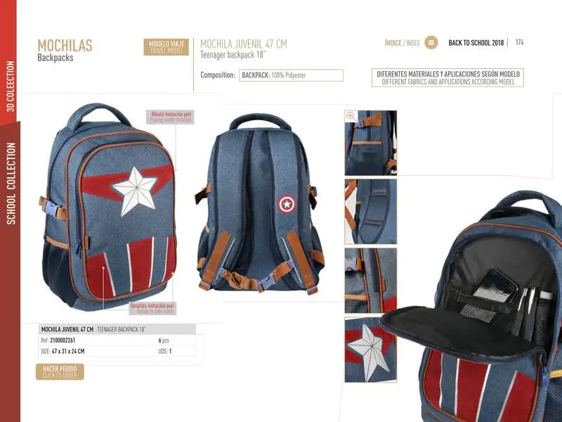 Marvel Bosszúállók Amerika Kapitány utazó hátizsák 47cm termékfotó