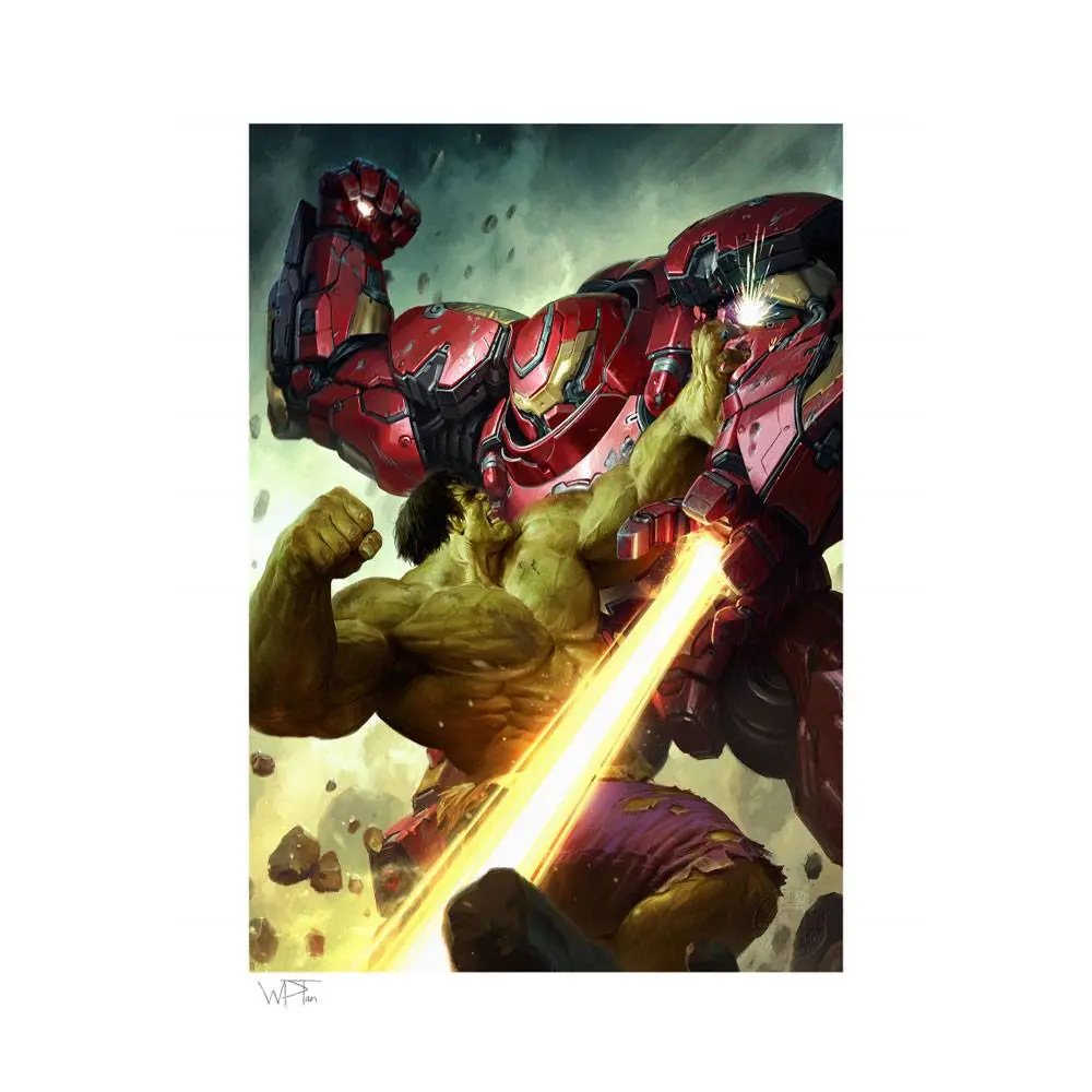 Marvel Comics Art Print Hulk vs Hulkbuster 46 x 61 cm - keret nélküli vászonkép termékfotó