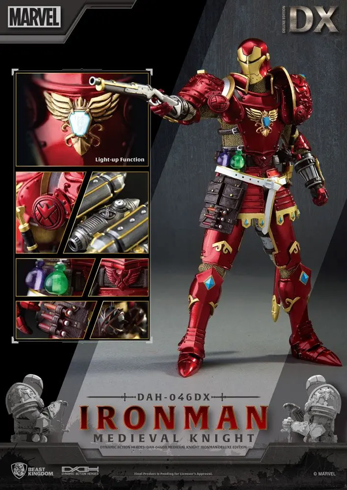 Marvel Dynamic 8ction Heroes 1/9 Medieval Knight Iron Man Deluxe Version akciófigura 20 cm termékfotó