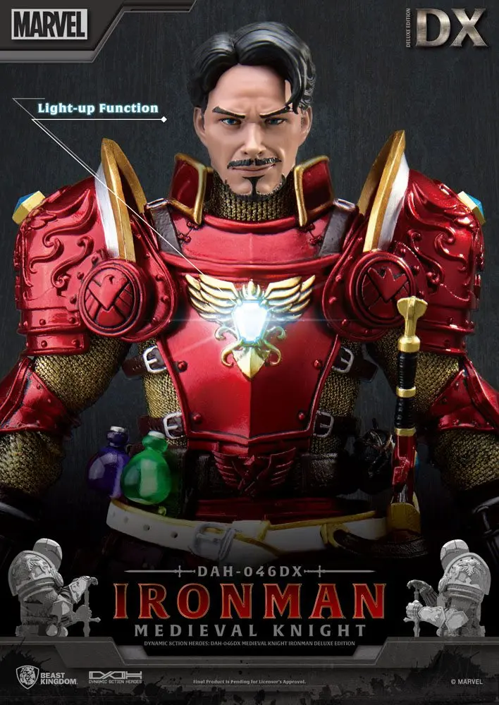 Marvel Dynamic 8ction Heroes 1/9 Medieval Knight Iron Man Deluxe Version akciófigura 20 cm termékfotó