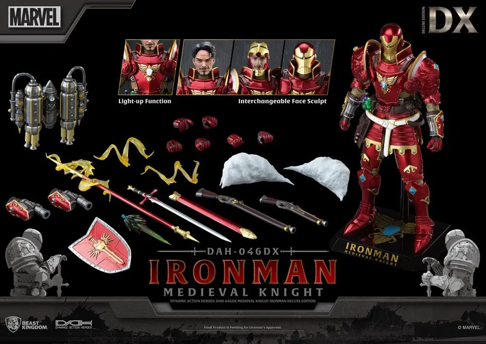 Marvel Dynamic 8ction Heroes 1/9 Medieval Knight Iron Man Deluxe Version akciófigura 20 cm termékfotó