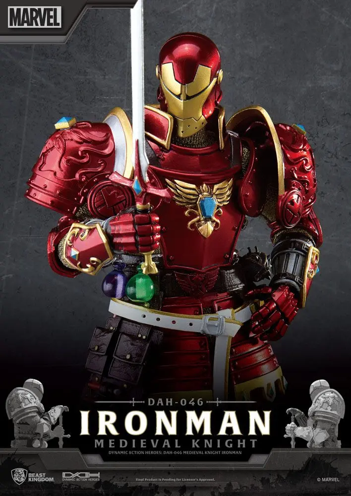 Marvel Dynamic 8ction Heroes akciófigura 1/9 Medieval Knight Iron Man 20 cm termékfotó