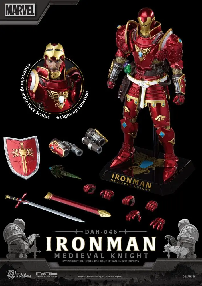 Marvel Dynamic 8ction Heroes akciófigura 1/9 Medieval Knight Iron Man 20 cm termékfotó