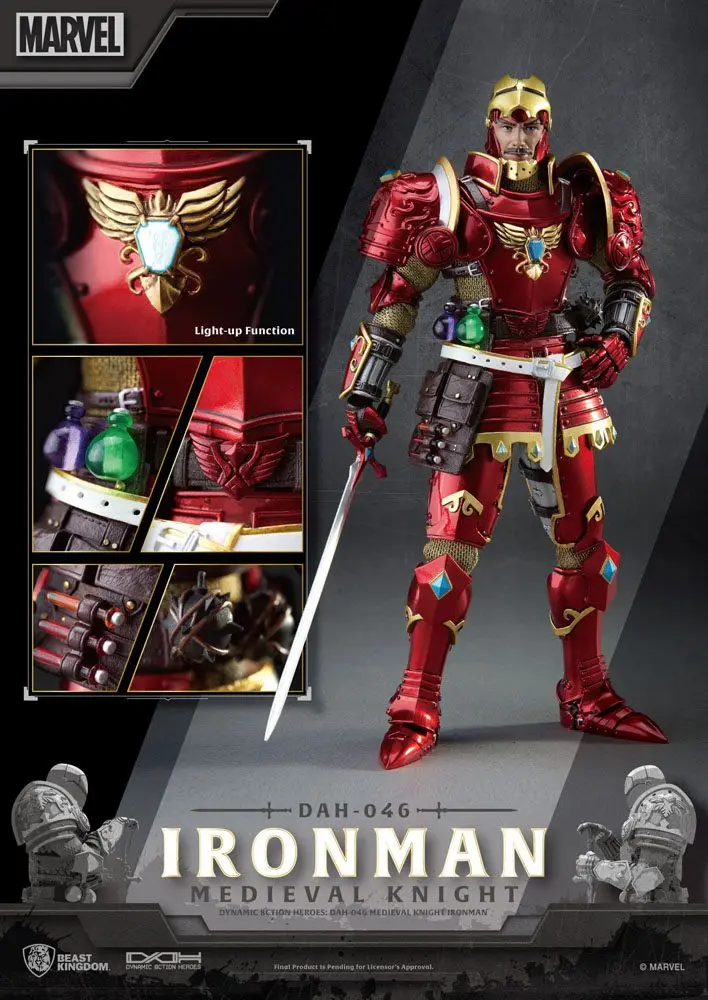 Marvel Dynamic 8ction Heroes akciófigura 1/9 Medieval Knight Iron Man 20 cm termékfotó