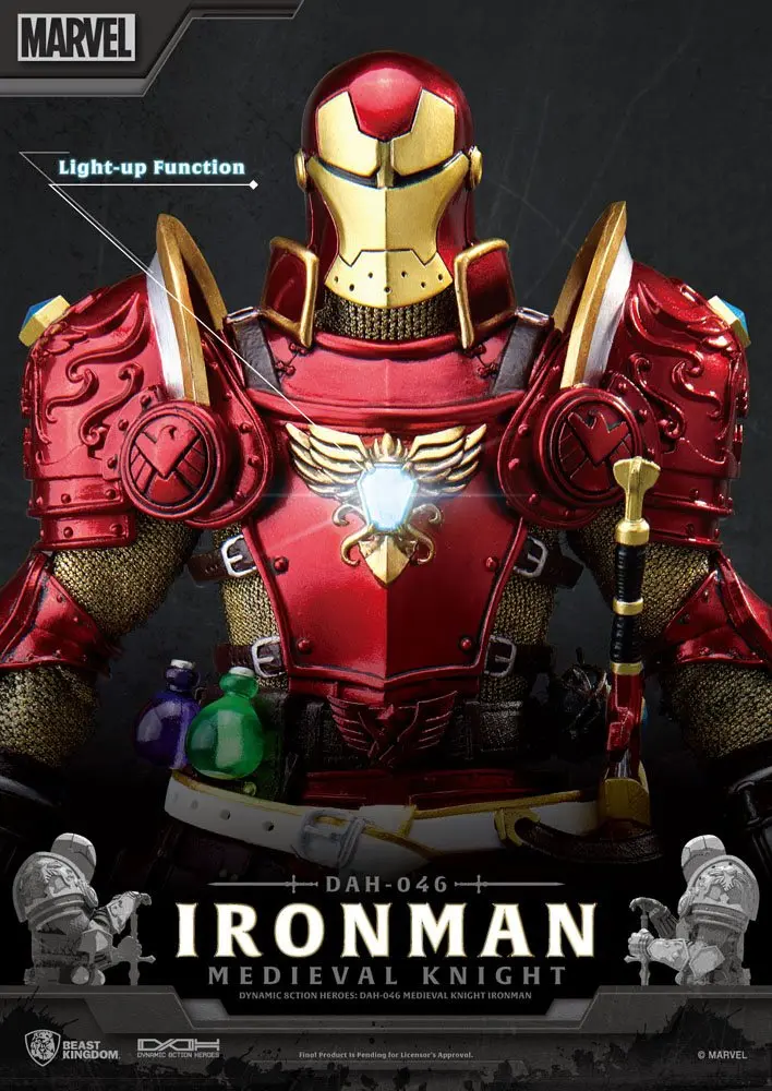 Marvel Dynamic 8ction Heroes akciófigura 1/9 Medieval Knight Iron Man 20 cm termékfotó