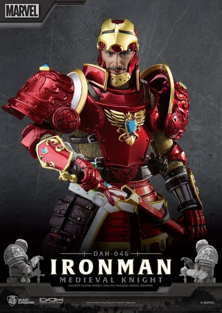 Marvel Dynamic 8ction Heroes akciófigura 1/9 Medieval Knight Iron Man 20 cm termékfotó