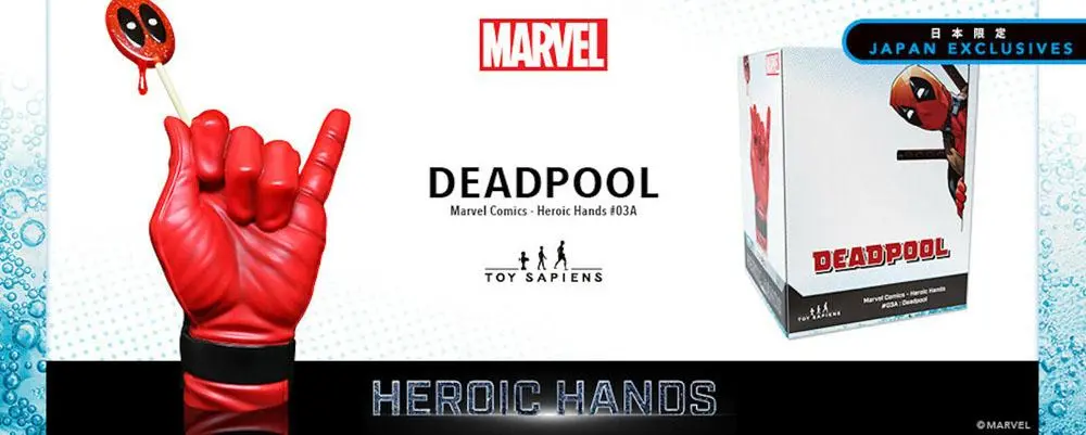 Marvel Heroic Hands Life-Size #3A Deadpool életnagyságú kéz szobor figura 25 cm termékfotó