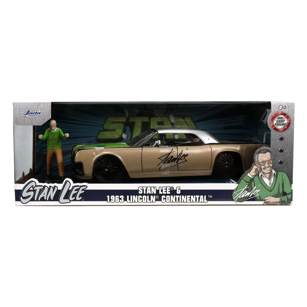 Marvel Hollywood Rides Diecast Model 1/24 1963 Lincoln Continental és Stan Lee figura termékfotó