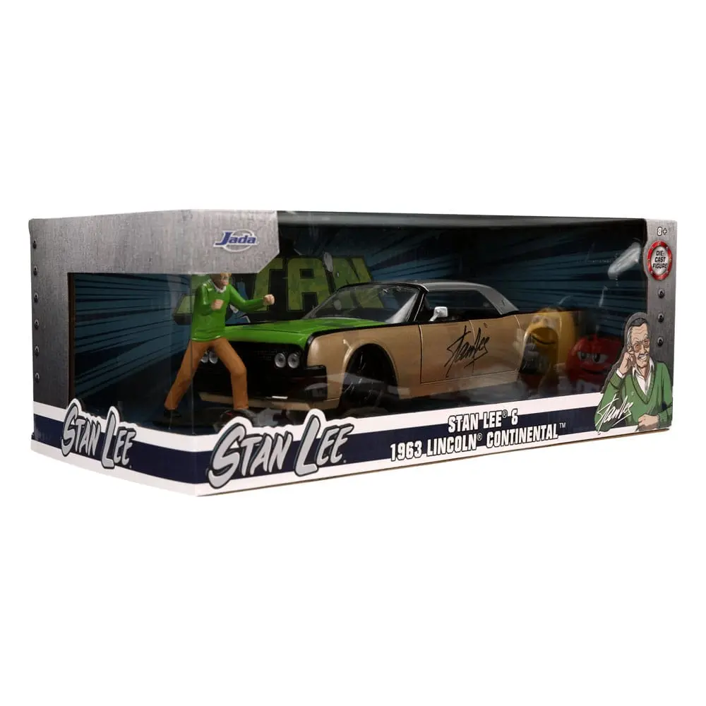 Marvel Hollywood Rides Diecast Model 1/24 1963 Lincoln Continental és Stan Lee figura termékfotó