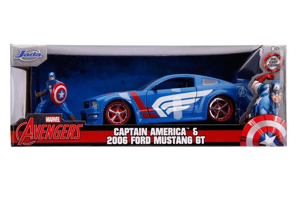 Marvel Hollywood Rides Diecast Model 1/24 2006 Ford Mustang GT és  Captain America figura termékfotó