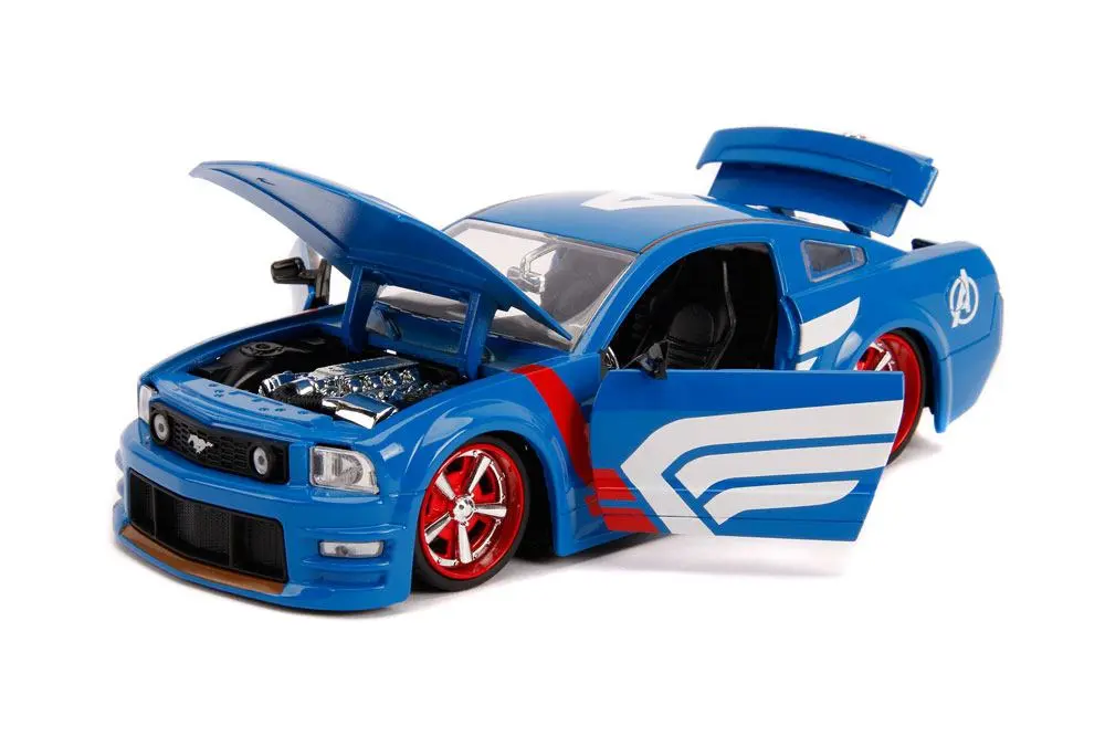 Marvel Hollywood Rides Diecast Model 1/24 2006 Ford Mustang GT és  Captain America figura termékfotó