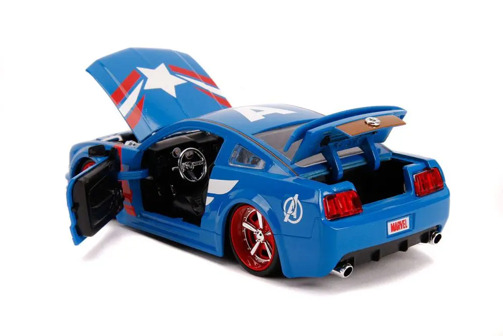 Marvel Hollywood Rides Diecast Model 1/24 2006 Ford Mustang GT és  Captain America figura termékfotó