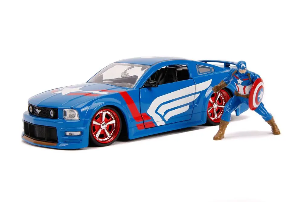 Marvel Hollywood Rides Diecast Model 1/24 2006 Ford Mustang GT és  Captain America figura termékfotó