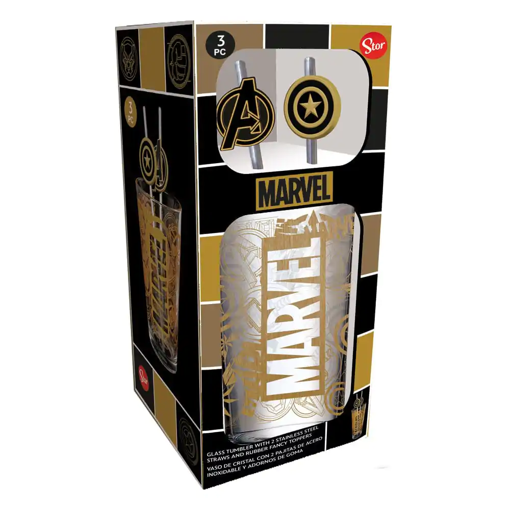 Marvel Logo &amp; Avengers pohár szívószállal 485 ml termékfotó