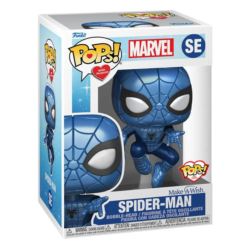 Marvel Make a Wish 2022 POP! Marvel Vinyl figura Spider-Man (Metallic) 9 cm termékfotó