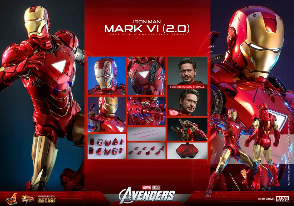 Marvel's The Avengers Movie Masterpiece Diecast 1/6 Iron Man Mark VI (2.0) akciófigura 32 cm termékfotó