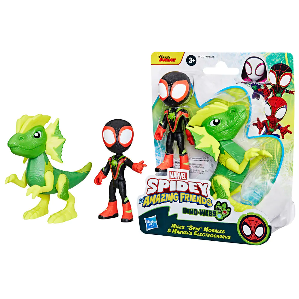 Marvel Spidey and his Amazing Friends Miles Spin Morales & Marvels Electrosaurus figura termékfotó