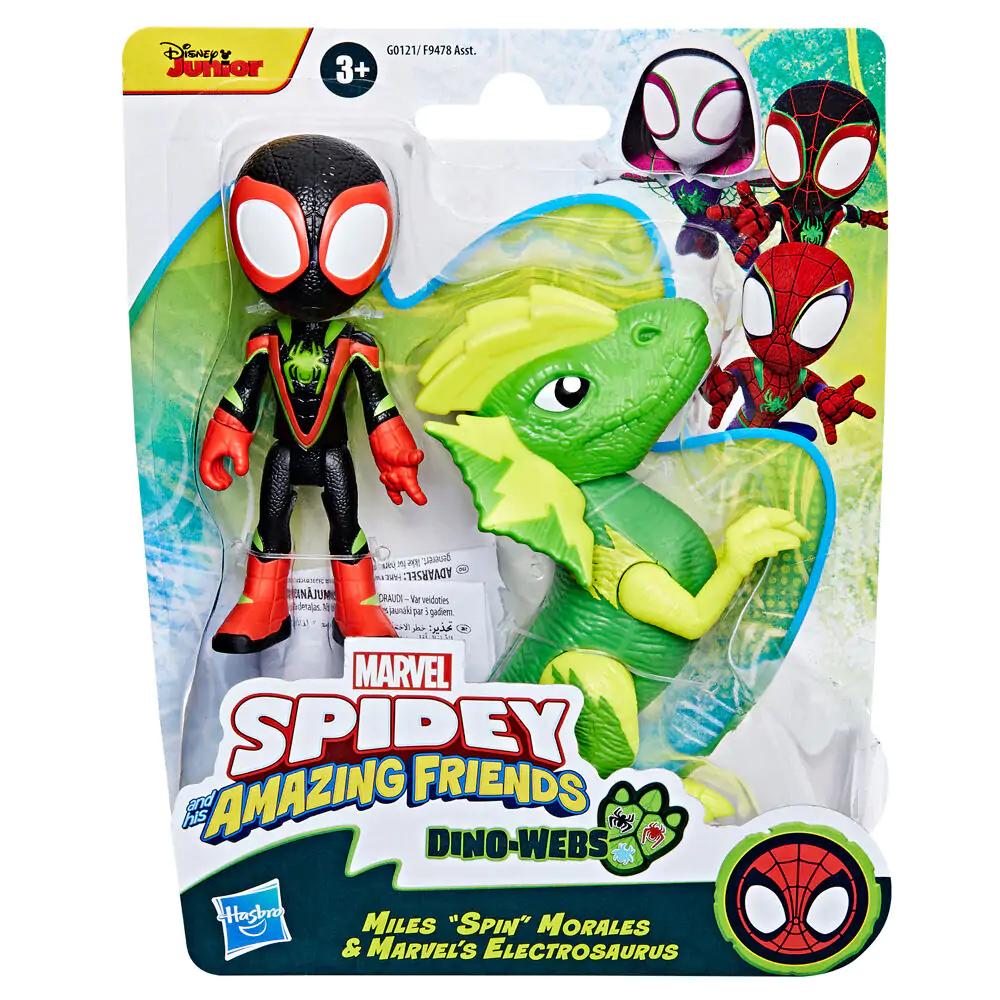 Marvel Spidey and his Amazing Friends Miles Spin Morales & Marvels Electrosaurus figura termékfotó