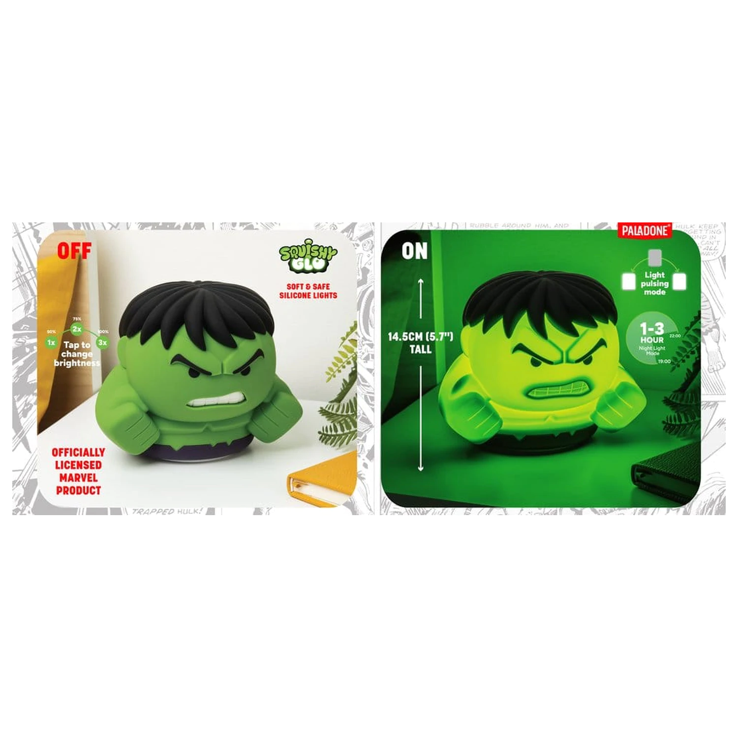 Marvel Universe SquishyGlo szilikon lámpa Hulk 15 cm termékfotó