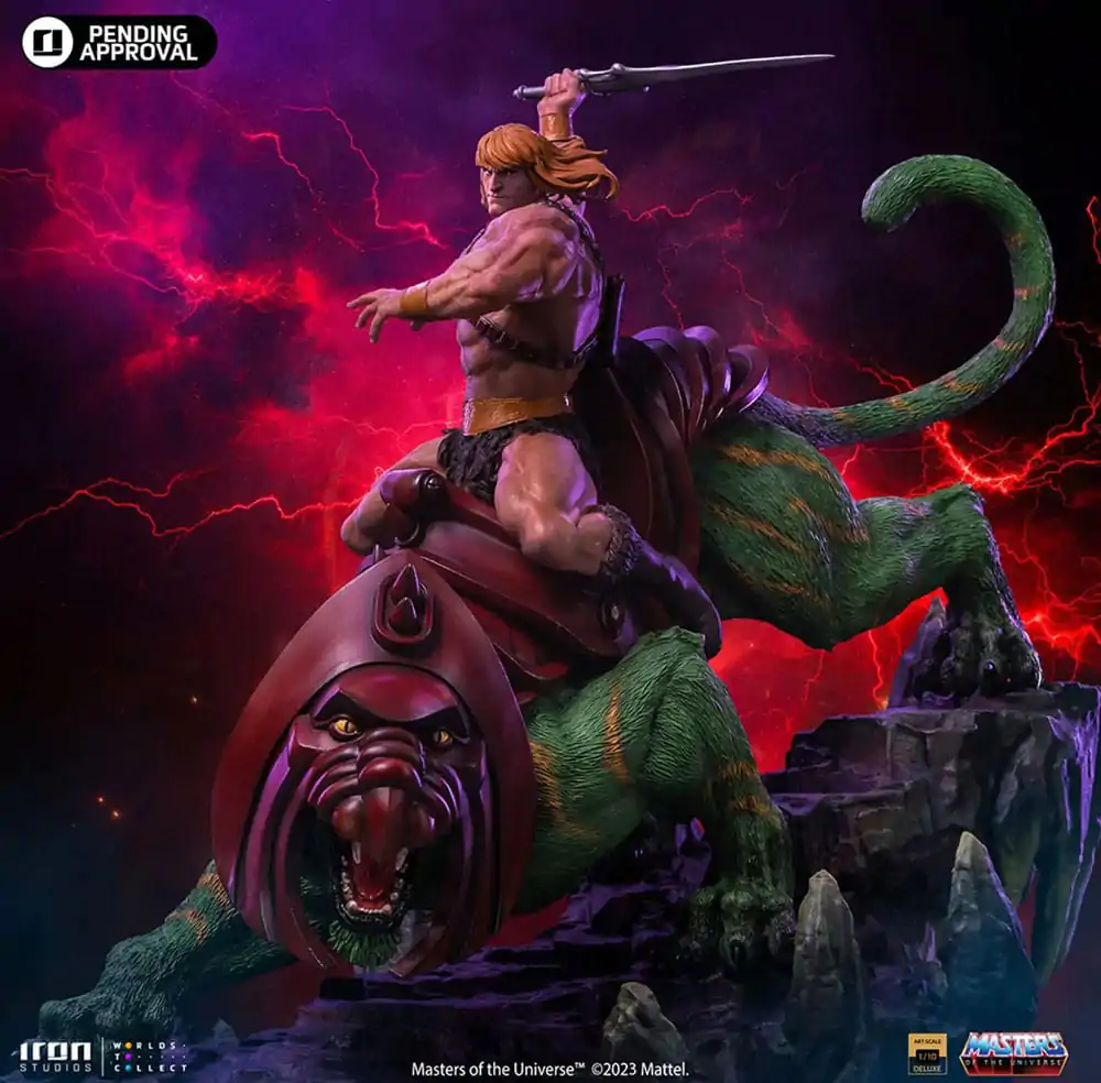 Masters of the Universe Deluxe Art Scale 1/10 He-man and Battle Cat szobor figura 31 cm termékfotó