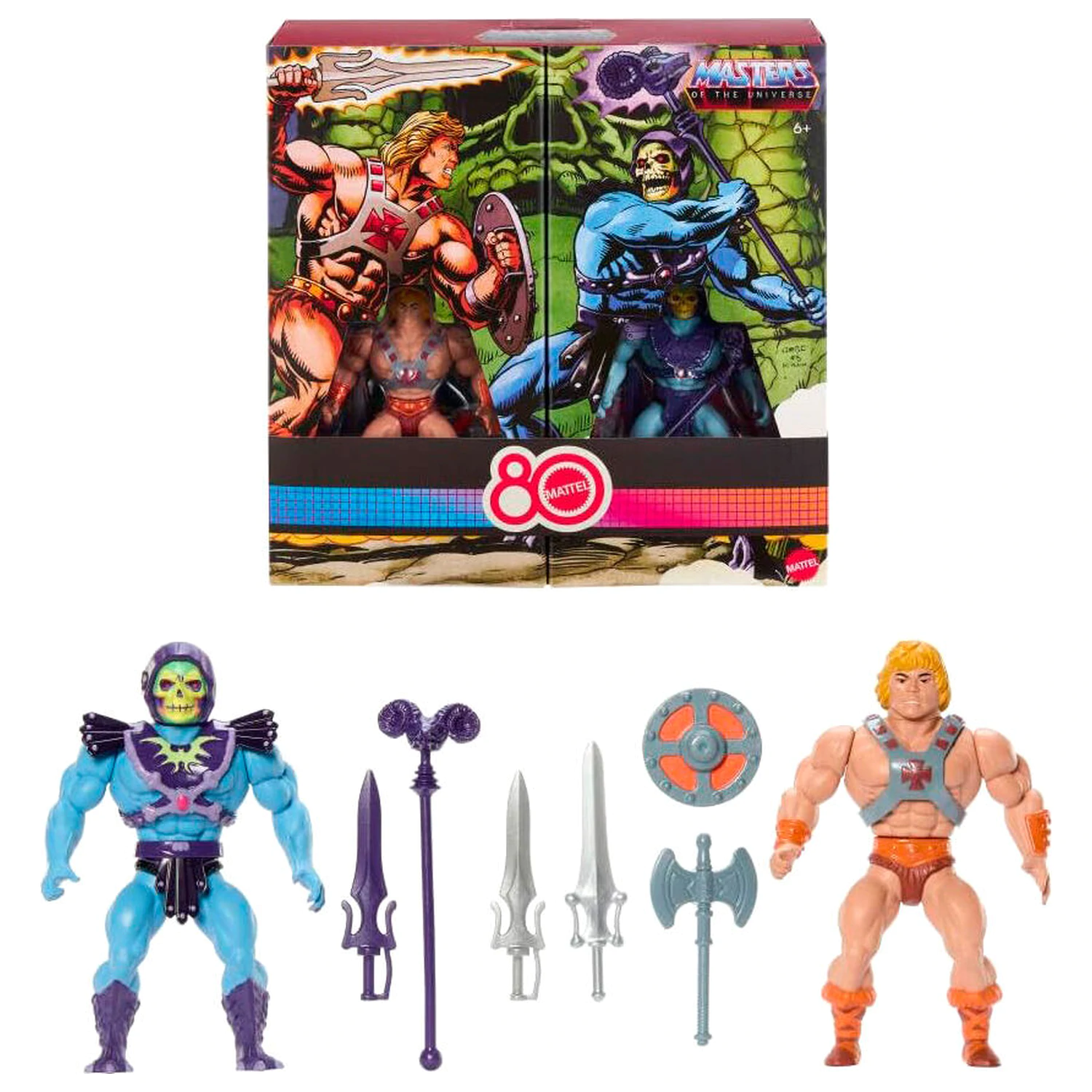 Masters of the Universe Origins 80 Anniversary Mattel He-Man and Skeletor 2db-os figura csomag 14cm termékfotó