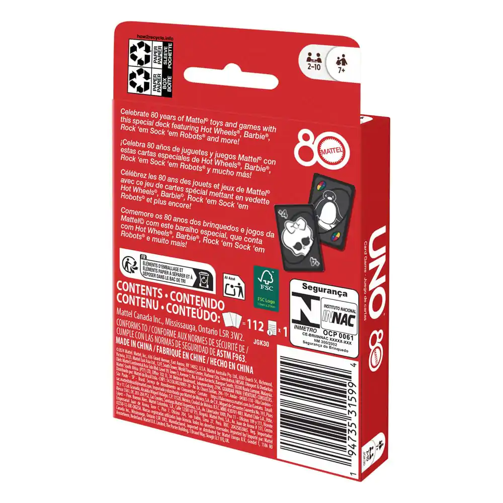 Mattel 80th Anniversary UNO kártyajáték Ruby Red termékfotó